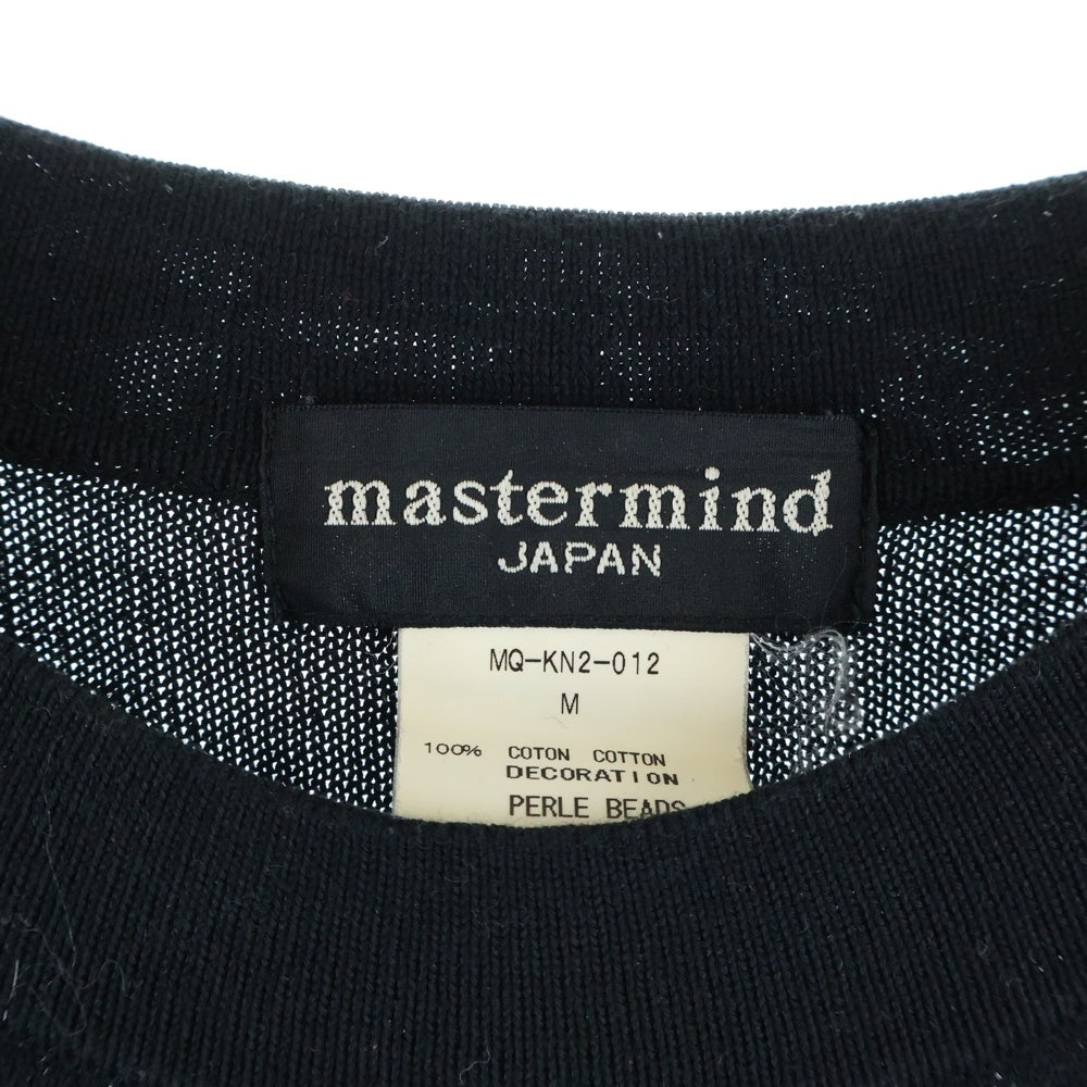 mastermind JAPAN(マスターマインドジャパン) スカル ラインストーン クルーネック半袖ニットTシャツ カットソー ブラック MQ-KN2-012