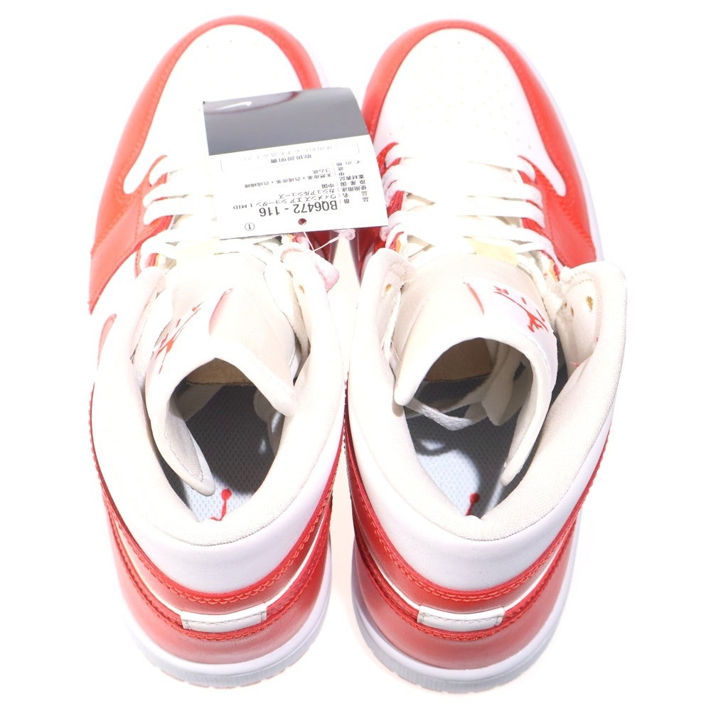 NIKE(ナイキ) WMNS AIR JORDAN 1 MID WHITE HABANERO RED ウィメンズ エアジョーダン1 ミッドカットスニーカー レッド/ホワイト US7.5/24.5cm BQ6472-116 レディース