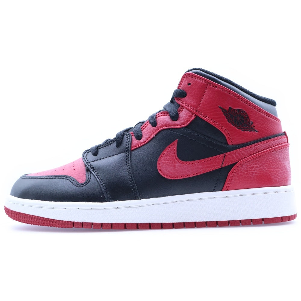 NIKE(ナイキ) AIR JORDAN 1 MID GS エアジョーダン ミッド ブレッド ローカットスニーカー ブラック/ホワイト/レッド US6.5Y/24.5cm 554725-074 レディース