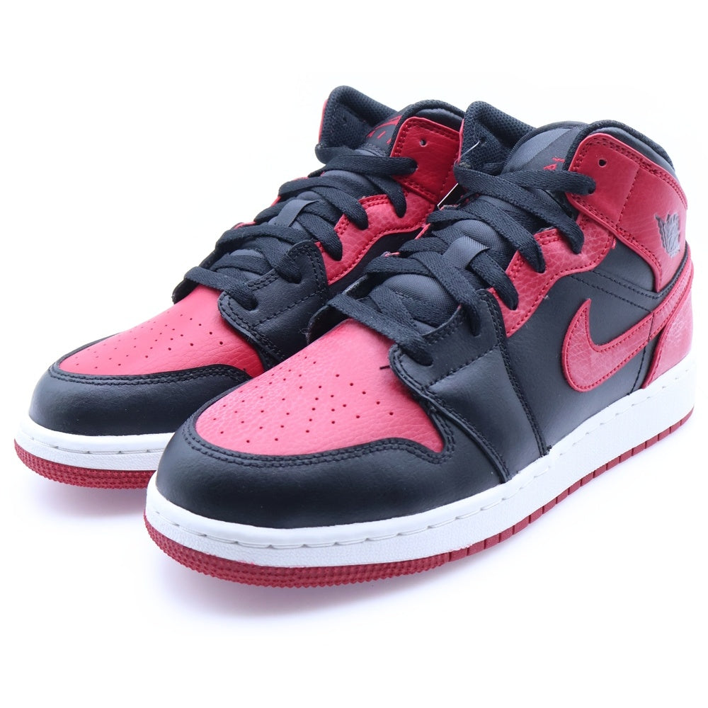 NIKE(ナイキ) AIR JORDAN 1 MID GS エアジョーダン ミッド ブレッド ローカットスニーカー ブラック/ホワイト/レッド US6.5Y/24.5cm 554725-074 レディース