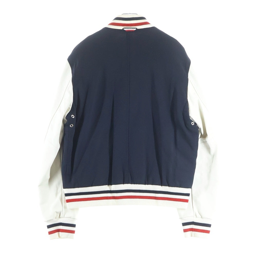 MONCLER GAMME BLEU(モンクレール・ガム・ブルー) 16SS レザー ダウンジャケット スタジャン ブルゾン ネイビー/ホワイト D13914036080 10212
