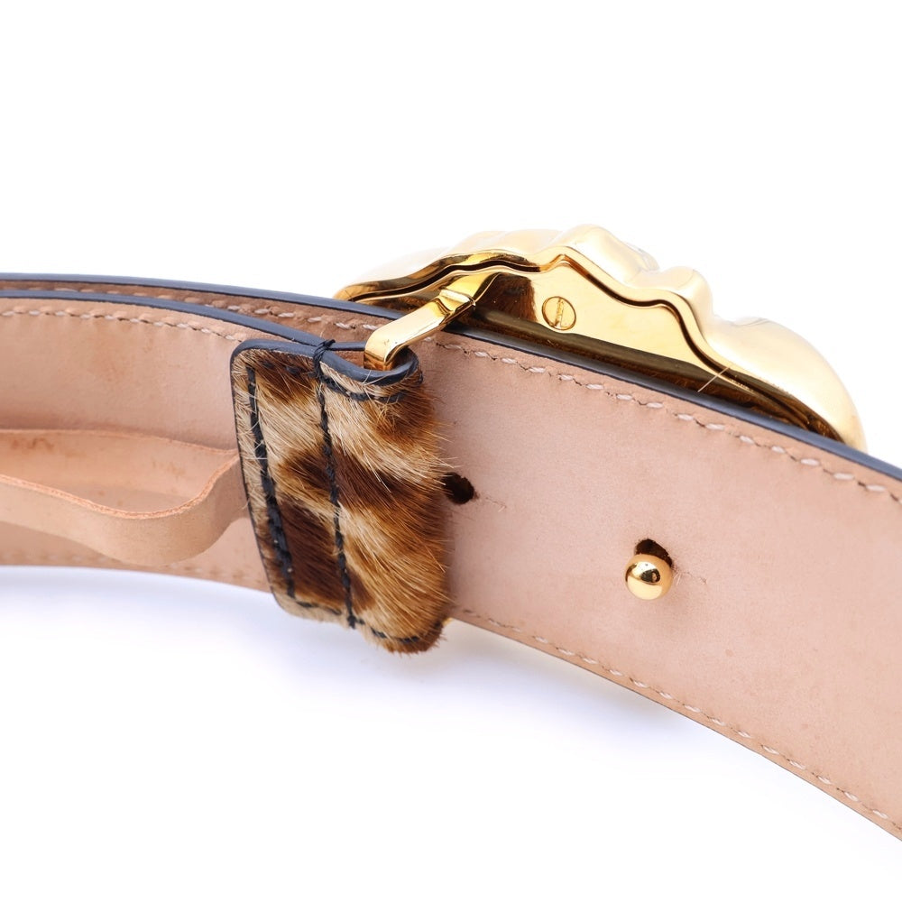 VERSACE(ヴェルサーチ) メデューサバックル レオパード ハラコレザー ベルト ブラウン DCU4140.DCRLE