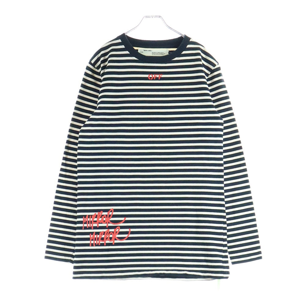 OFF-WHITE(オフホワイト) ロゴプリント ボーダー クルーネック 長袖T 