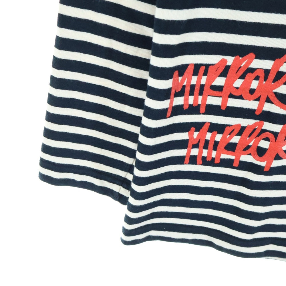 OFF-WHITE(オフホワイト) ロゴプリント ボーダー クルーネック 長袖Tシャツ カットソー ブラック/ホワイト