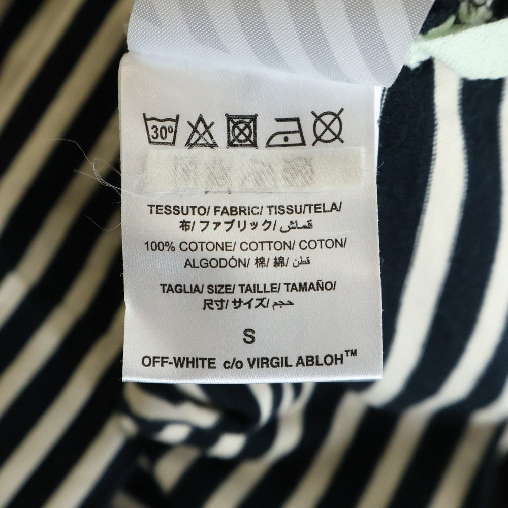 OFF-WHITE(オフホワイト) ロゴプリント ボーダー クルーネック 長袖Tシャツ カットソー ブラック/ホワイト