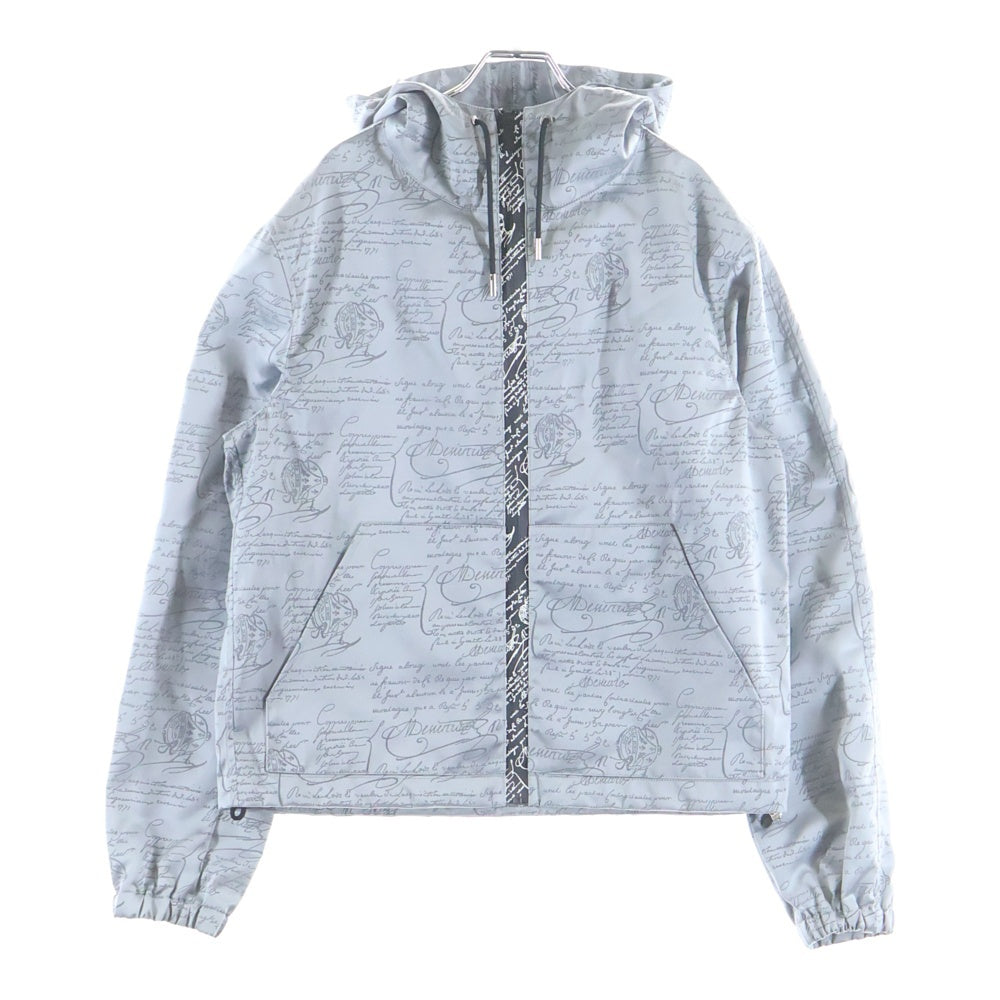 Berluti(ベルルッティ) カリグラフィ 総柄 ナイロン ジップアップ パーカー ジャケット グレー R17OBU71PAEF