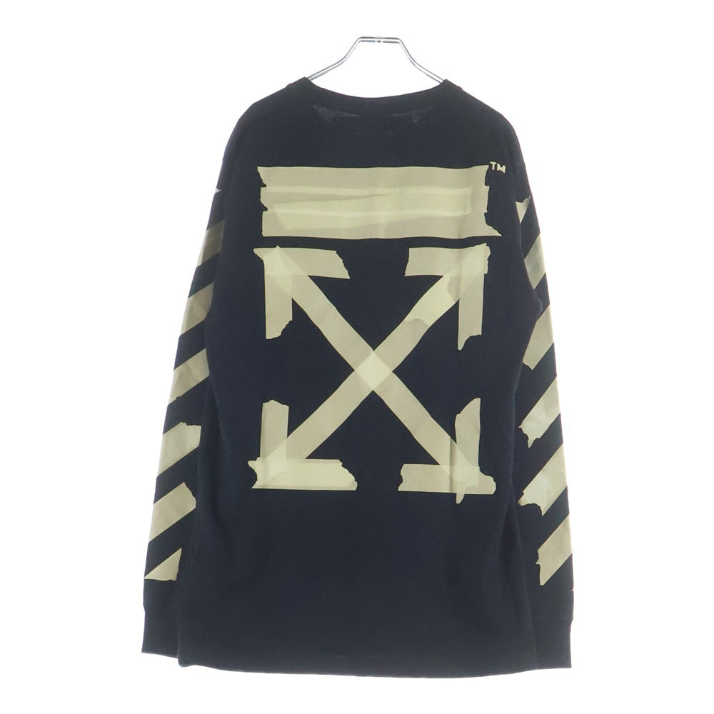 OFF-WHITE(オフホワイト) 20SS TAPE ARROWS L/S TEE テープ アロー ロゴプリント クルーネック 長袖Tシャツ カットソー ブラック OMAB001R20185002