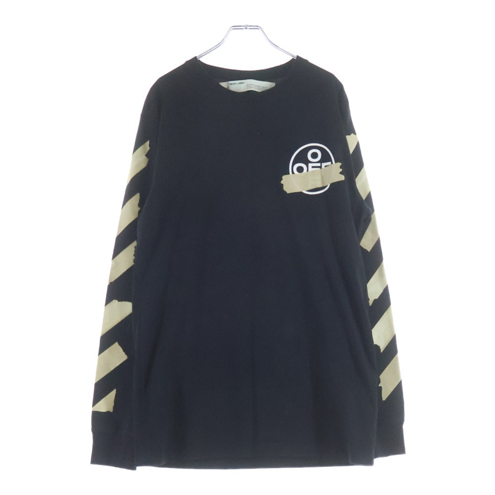 OFF-WHITE(オフホワイト) 20SS TAPE ARROWS L/S TEE テープ アロー ロゴプリント クルーネック 長袖Tシャツ カットソー ブラック OMAB001R20185002