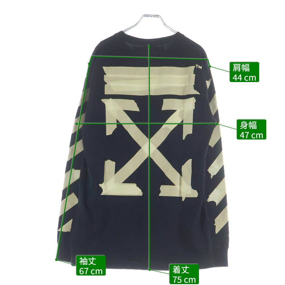 OFF-WHITE(オフホワイト) 20SS TAPE ARROWS L/S TEE テープ アロー ロゴプリント クルーネック 長袖Tシャツ カットソー ブラック OMAB001R20185002
