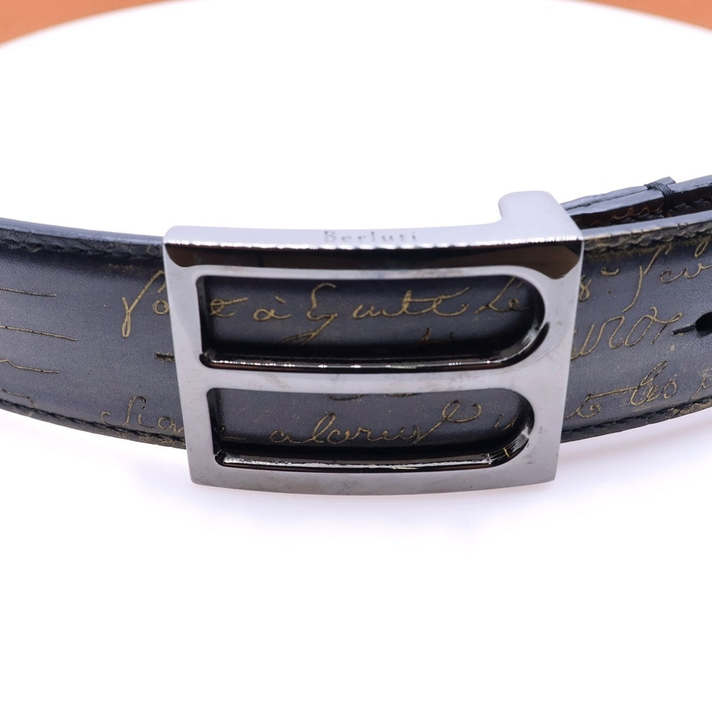 Berluti(ベルルッティ) カリグラフィ レザー ベルト ネイビー L0146