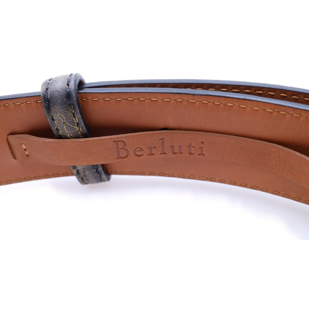 Berluti(ベルルッティ) カリグラフィ レザー ベルト ネイビー L0146