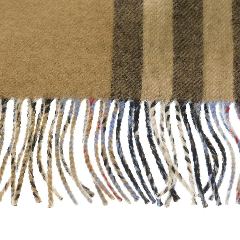 BURBERRY(バーバリー) ノバチェック カシミヤ ウール フリンジ マフラー ブルー/ベージュ 802478 レディース
