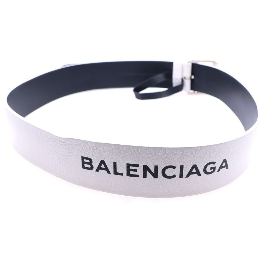 BALENCIAGA(バレンシアガ) ロゴ レザー ベルト ホワイト 505071