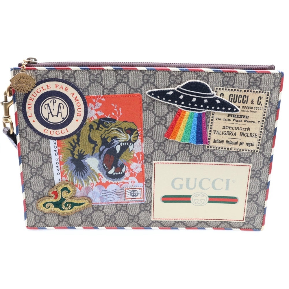 GUCCI(グッチ) GGスプリーム クーリエ ワッペン セカンドバッグ クラッチバッグ ベージュ 473915 レディース