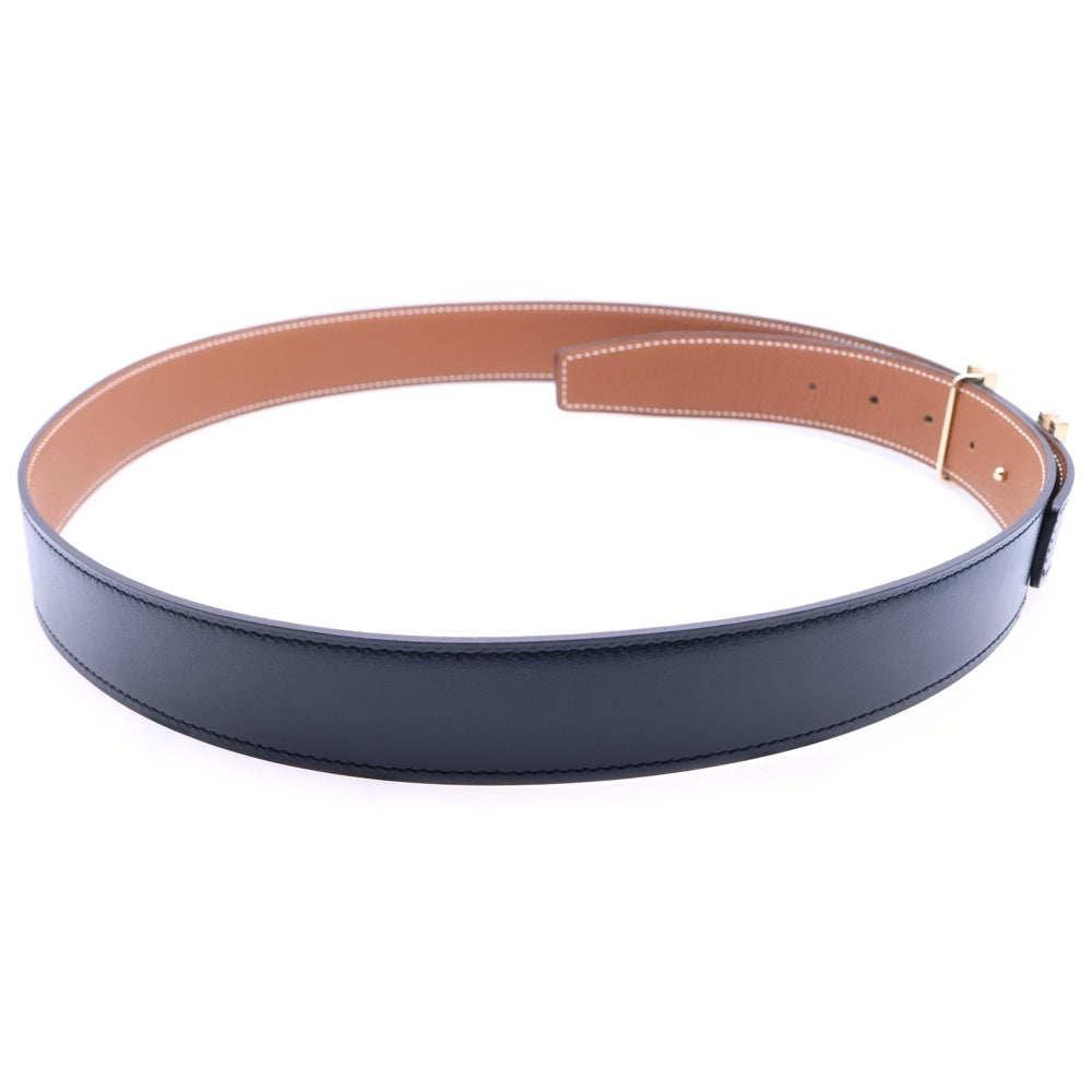 HERMES(エルメス) アッシュ オ カレ H ゴールド金具 A刻印 レザー リバーシブル ベルト ブラック/ブラウン