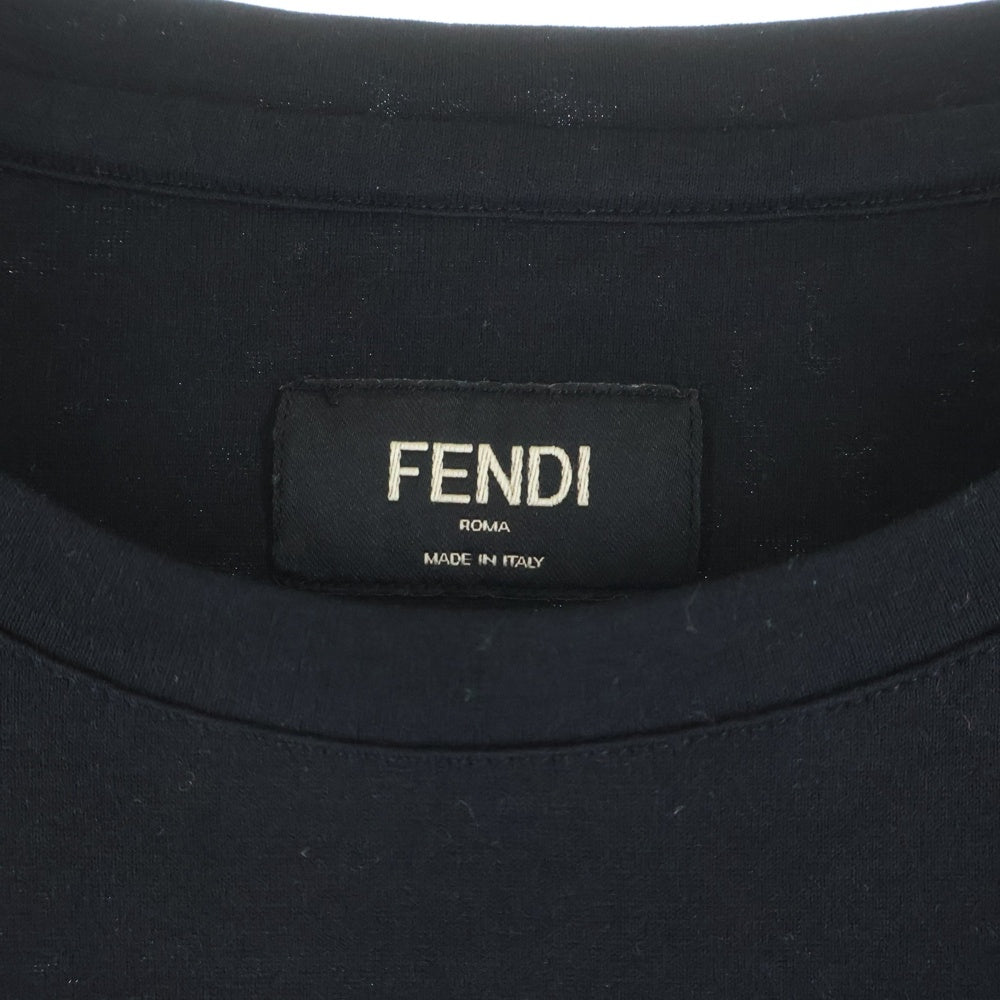 FENDI(フェンディ) バグズアイ モンスター クルーネック 半袖Tシャツ カットソー ブラック FY0894 ABR7