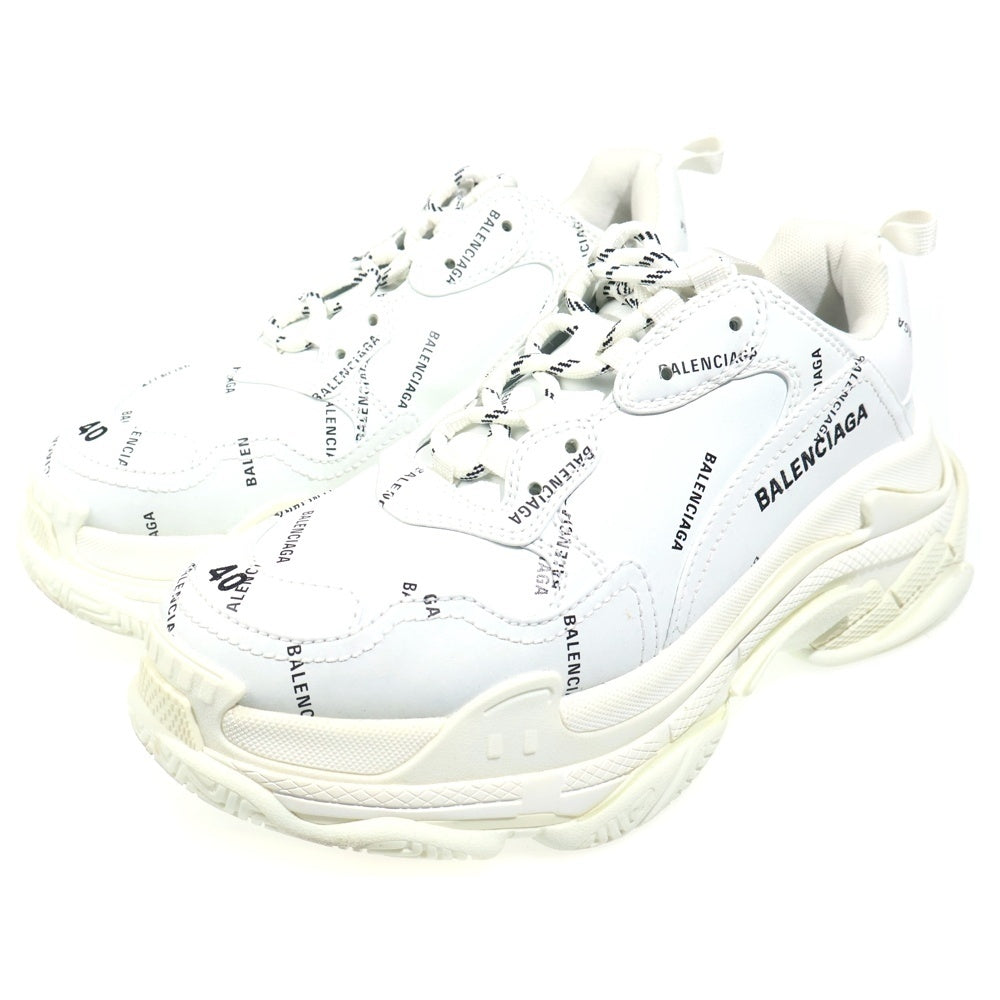 BALENCIAGA(バレンシアガ) TRIPLE S トリプルエス オールオーバーロゴ ダットシューズ ローカットスニーカー ホワイト 536737