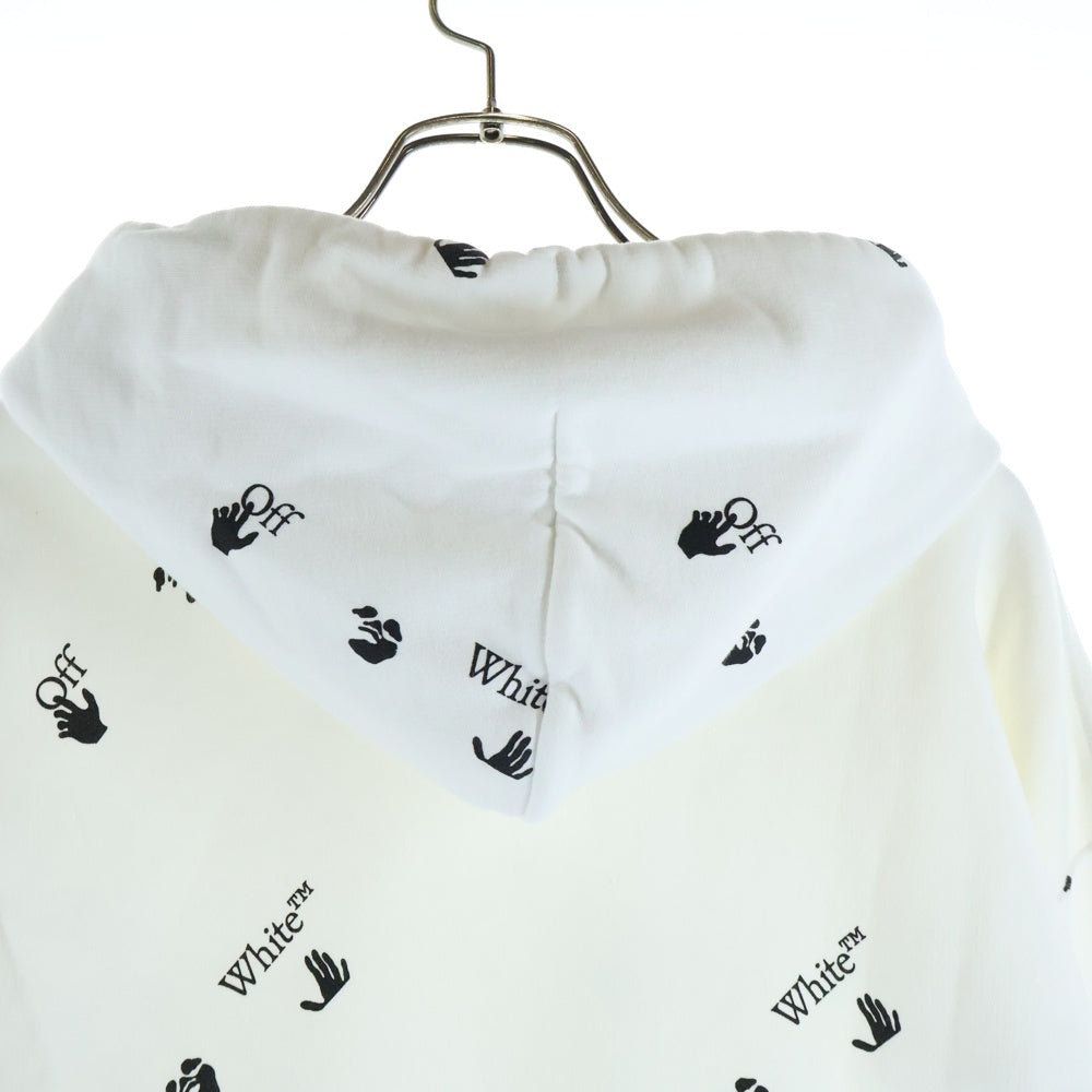 OFF-WHITE(オフホワイト) 21SS ALL OVER LOGO HOODIE オールオーバーロゴ 総柄 プリント スウェット プルオーバーパーカー ホワイト OMBB037R21FLE008