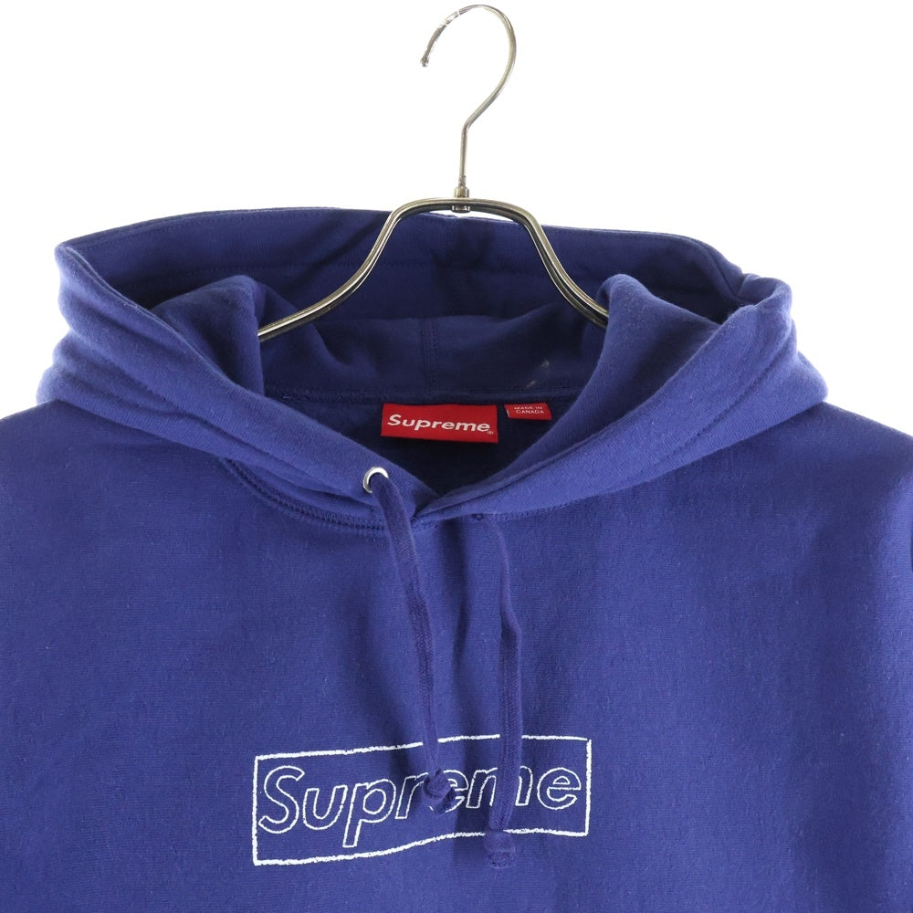 SUPREME(シュプリーム) 21SS ×KAWS Chalk Logo Hooded Sweatshirt カウズ チョーク ボックスロゴ スウェット プルオーバーパーカー ネイビー