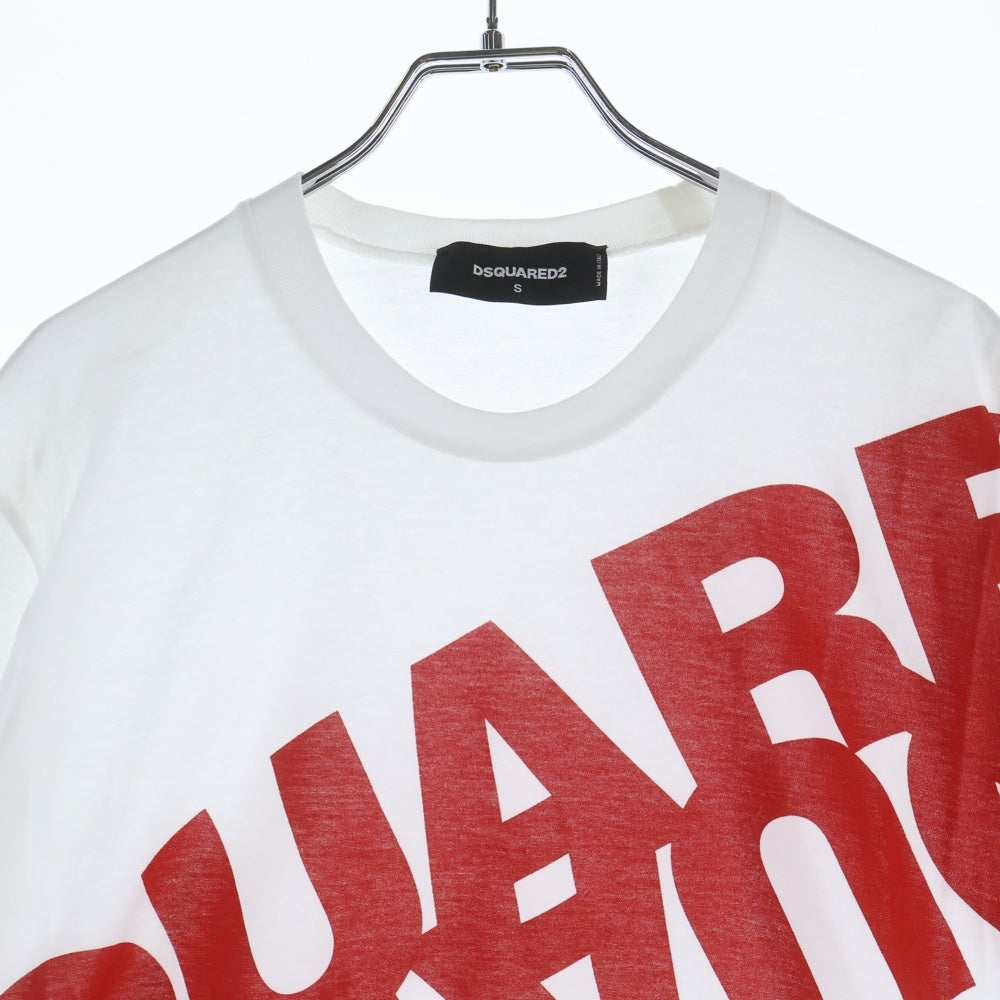 DSQUARED2(ディースクエアード) 20SS MIRRORED LOGO T-SHIRTS ミラーロゴプリント クルーネック 半袖Tシャツ カットソー ホワイト S74GD0664 S22427