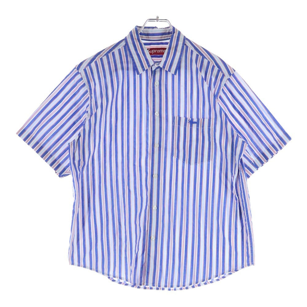 SUPREME(シュプリーム) 24SS Loose Fit Multi Stripe S/S Shirt ルーズフィット マルチ ストライプ 半袖シャツ ブルー/ホワイト