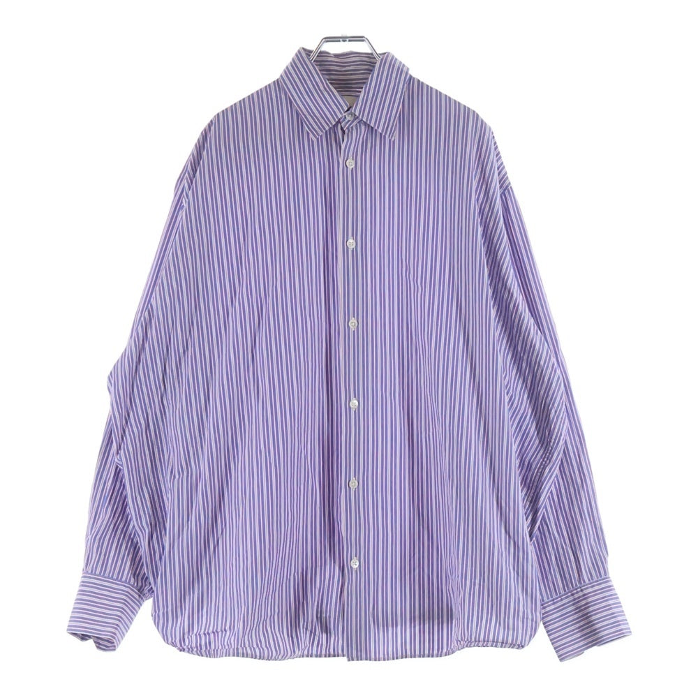 NEON SIGN(ネオンサイン) UNFINISHED SHIRT ストライプ コットン 長袖シャツ ブルー 0785