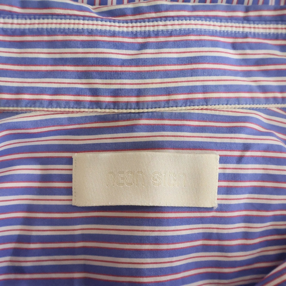 NEON SIGN(ネオンサイン) UNFINISHED SHIRT ストライプ コットン 長袖シャツ ブルー 0785