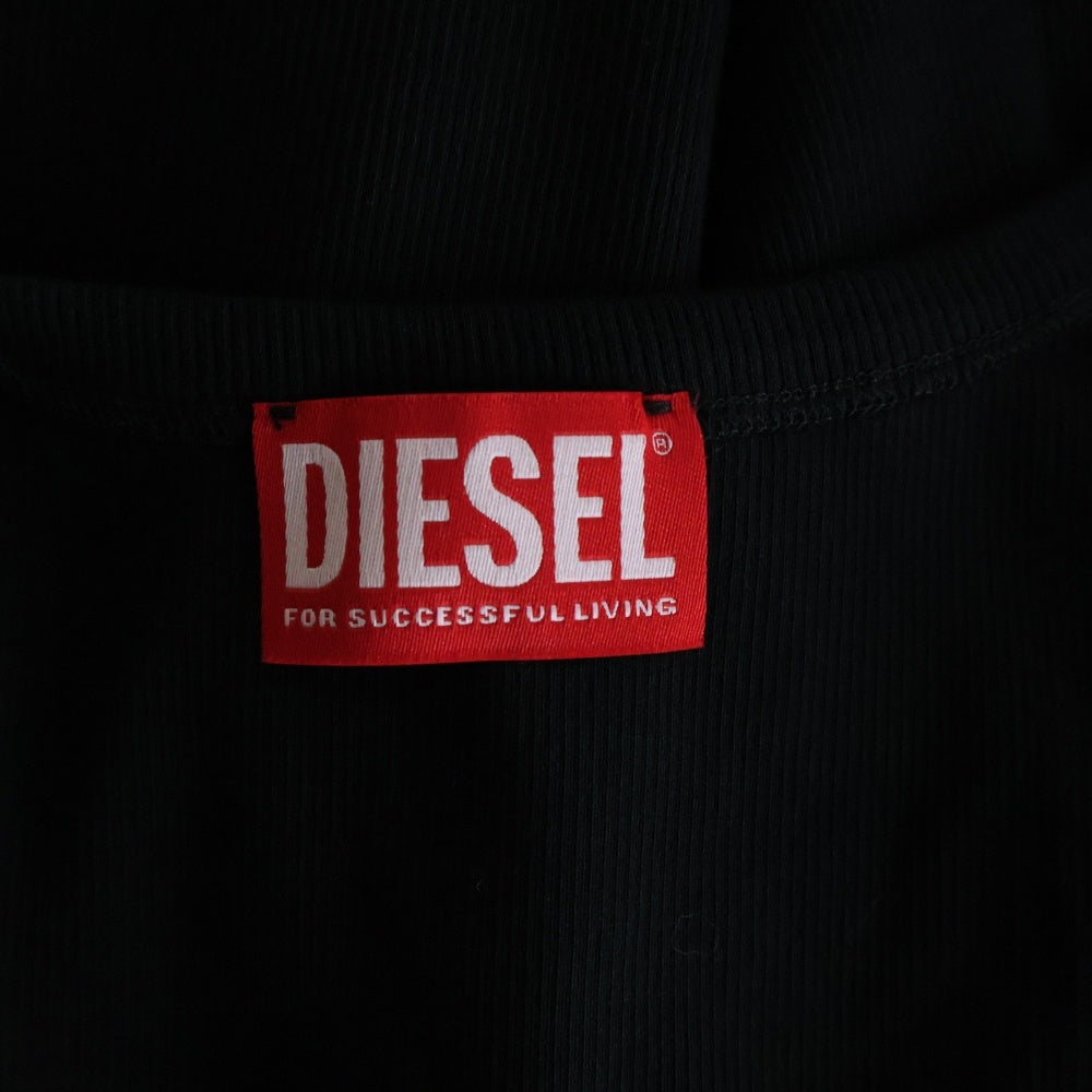 DIESEL(ディーゼル) T-ANKY-D Dロゴ スリムフィット ノースリーブ タンクトップ カットソー ブラック A05104 レディース