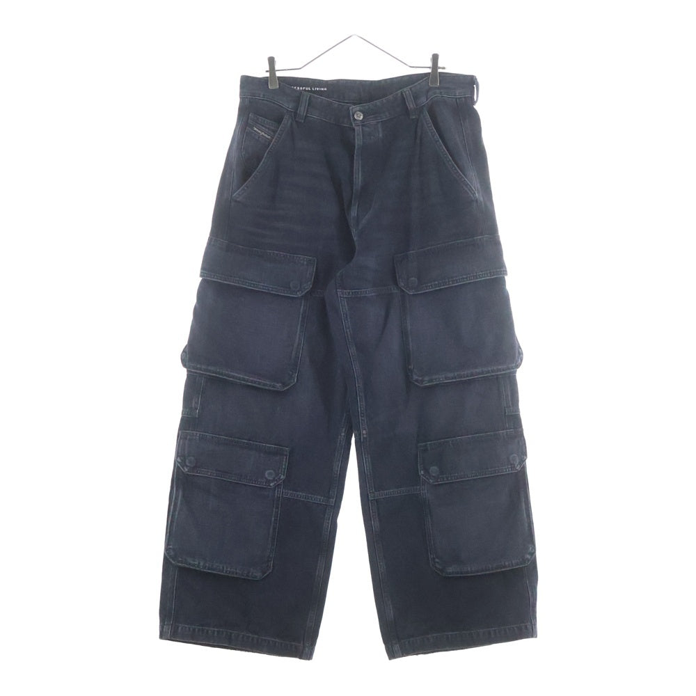 DIESEL(ディーゼル) 24AW D-TOUCH-CARGO USED加工 ワイド カーゴ デニムパンツ ブラック A15767