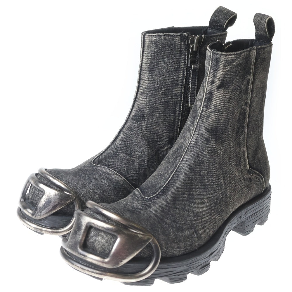 DIESEL(ディーゼル) D-HAMMER BT ZIP D ジッパー デニム アンクルブーツ ブラック Y03254