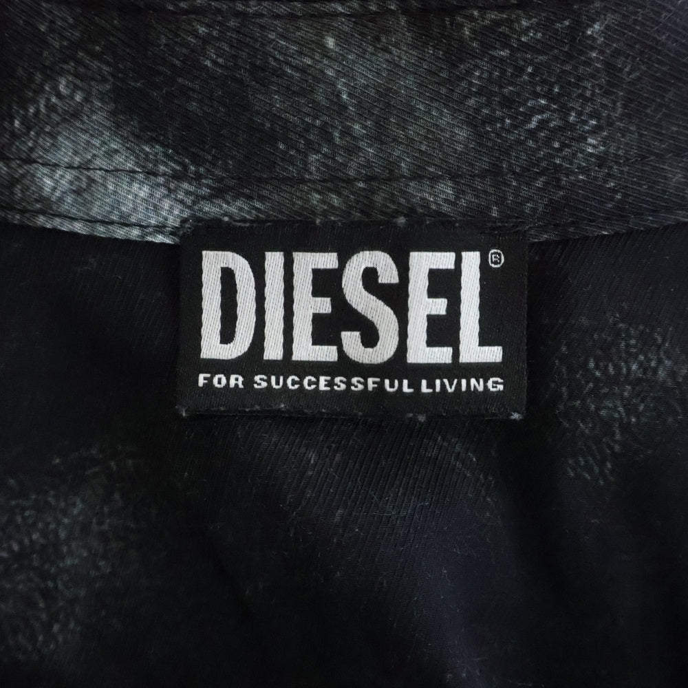 DIESEL(ディーゼル) 23SS S-UMBE-G トロンプルイユ レーヨン 長袖シャツ ブルー/ブラック A08814