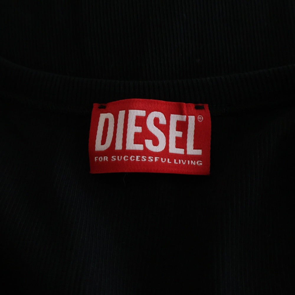 DIESEL(ディーゼル) T-ANKY-D Dロゴ スリムフィット ノースリーブ タンクトップ カットソー ブラック A05104 レディース