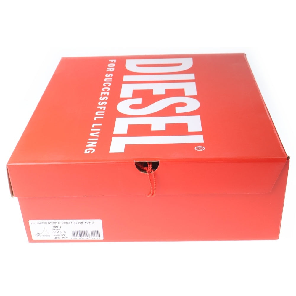 DIESEL(ディーゼル) D-HAMMER BT ZIP D ジッパー レザー アンクルブーツ ブラック Y03254