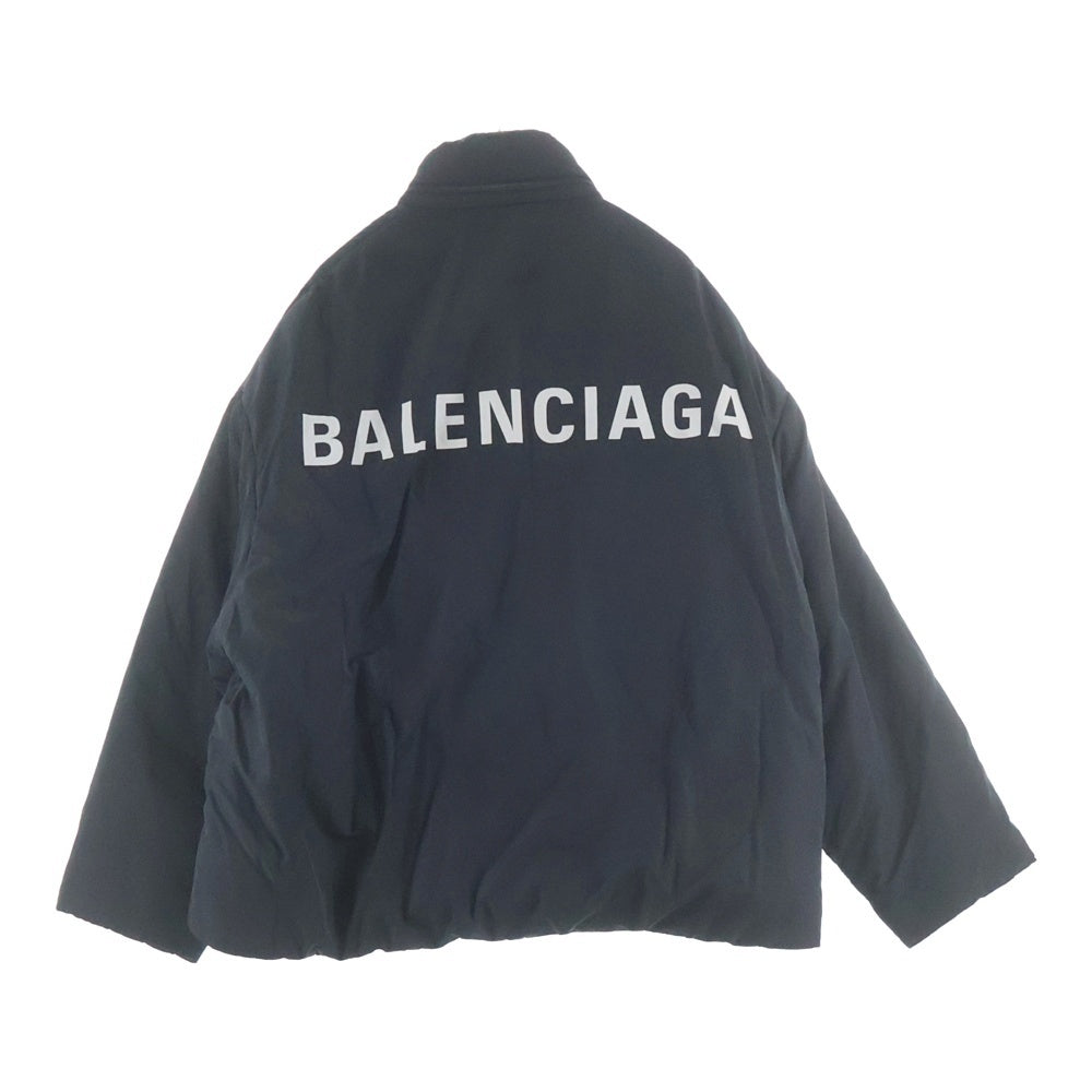 BALENCIAGA(バレンシアガ) 18AW Padder Windbreaker パッダーウィンドブレイカー バックロゴプリント 中綿 ジップアップ パファージャケット ブラック 533910 TYD36