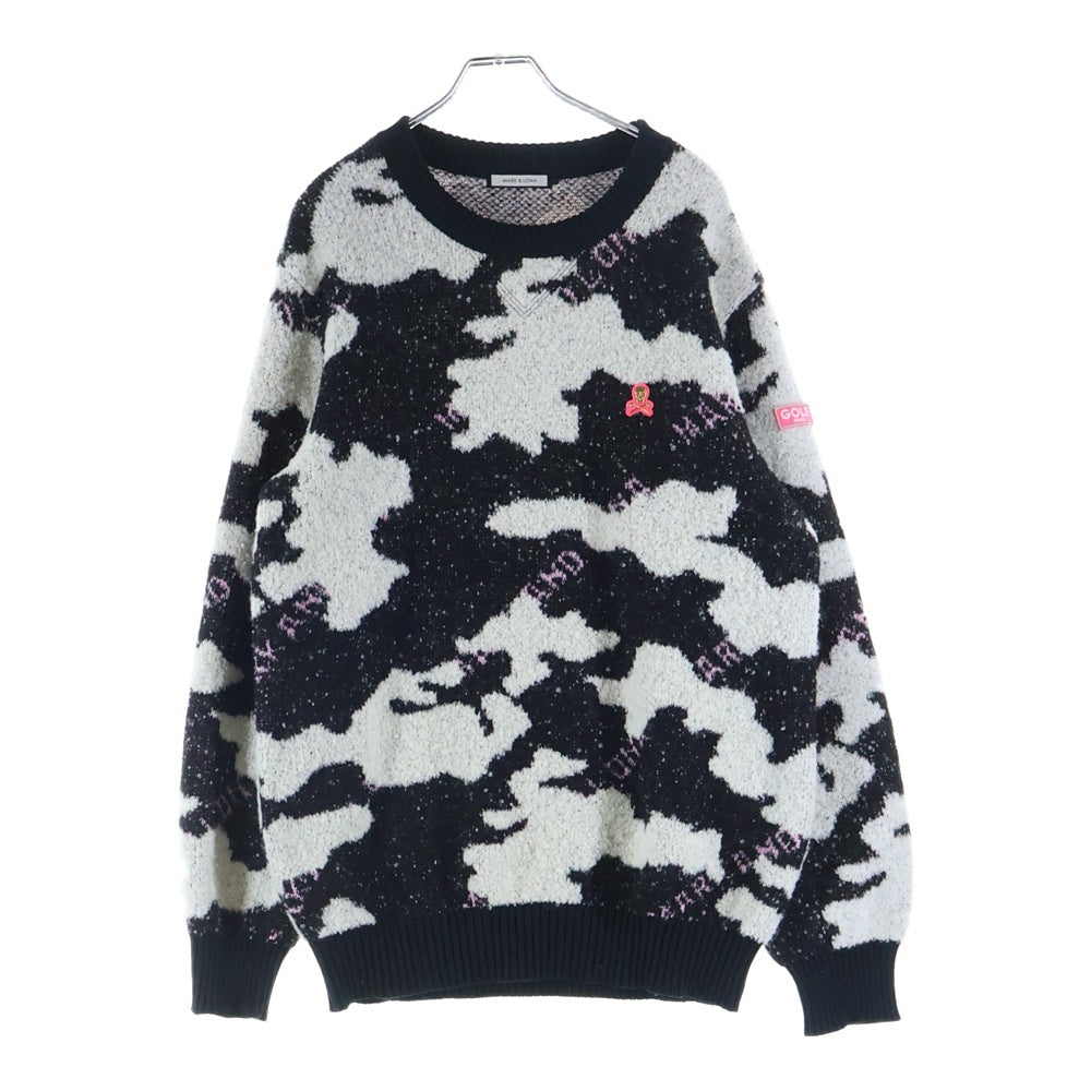 MARK&LONA(マークアンドロナ) Skywalker Crew Sweater アクリル ウール ニット セーター ブラック/ホワイト MLM-1D-AB05