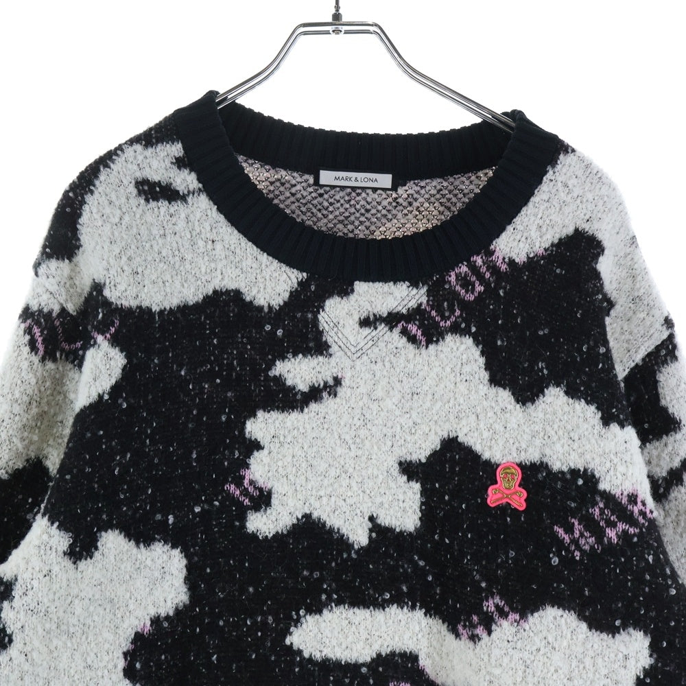 MARK&LONA(マークアンドロナ) Skywalker Crew Sweater アクリル ウール ニット セーター ブラック/ホワイト MLM-1D-AB05