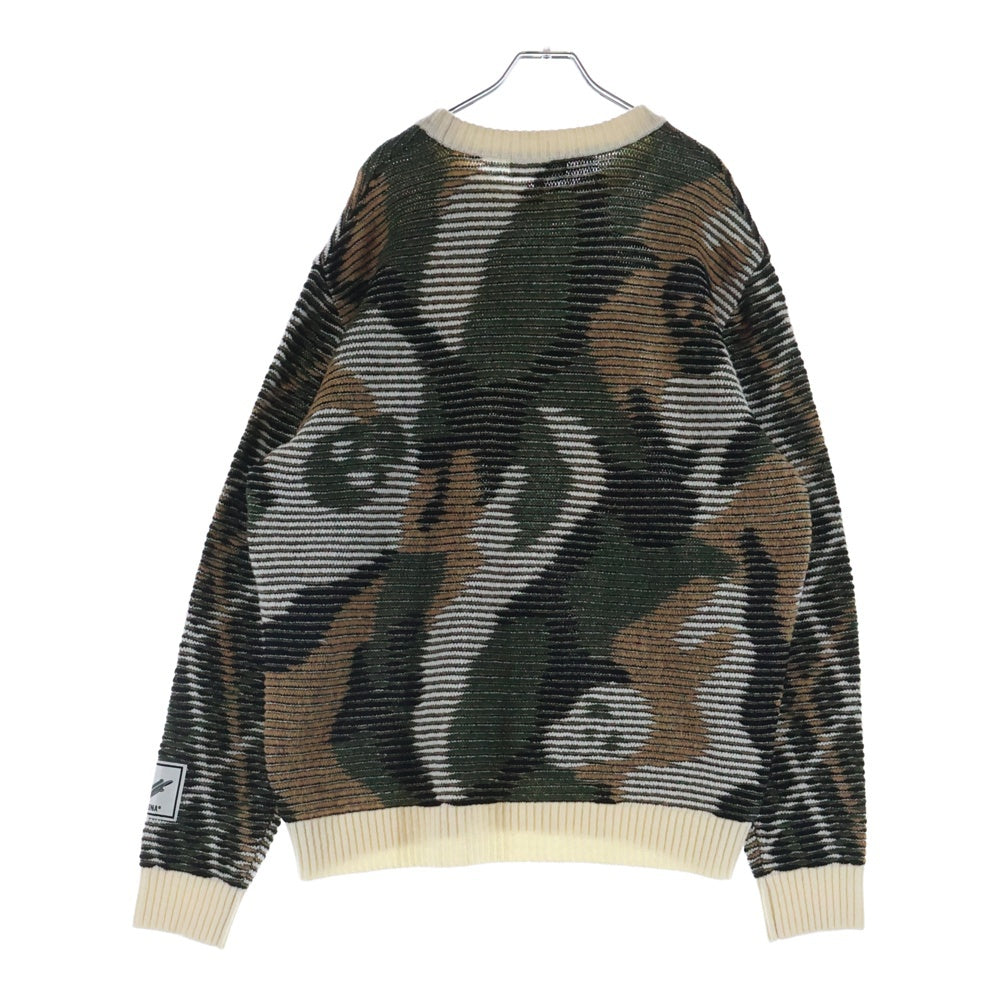 MARK&LONA(マークアンドロナ) Gauge Rapier Looms Sweater カモフラ ジャガード ウール ニット セーター カーキ MLM-2C-AB04