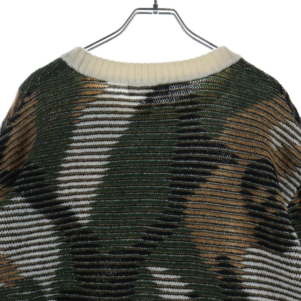 MARK&LONA(マークアンドロナ) Gauge Rapier Looms Sweater カモフラ ジャガード ウール ニット セーター カーキ MLM-2C-AB04