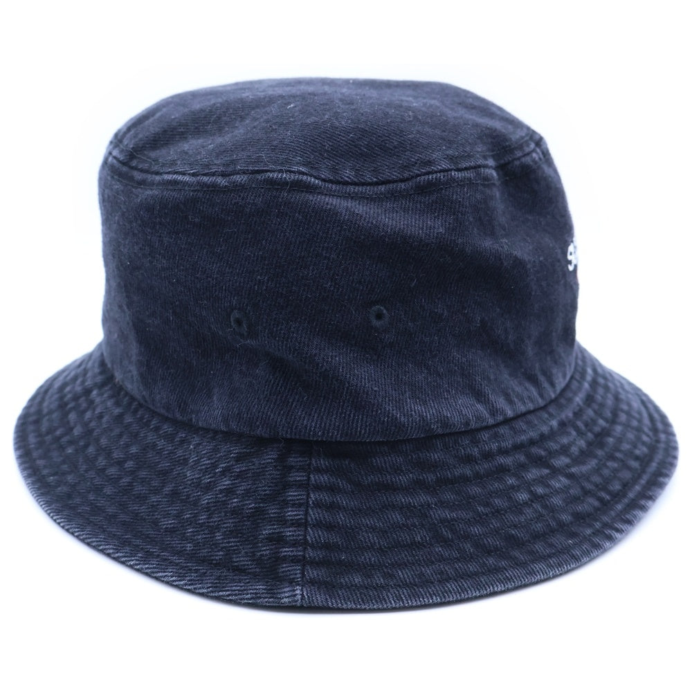 SUPREME(シュプリーム) 25SS Denim Crusher Washed Indigo ロゴ刺繍 デニム クラッシャー バケットハット 帽子 ブラック