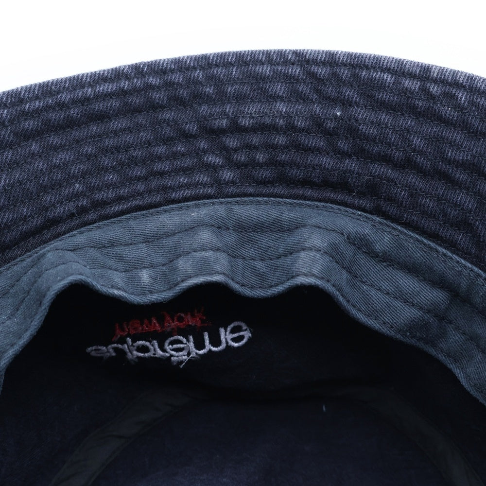 SUPREME(シュプリーム) 25SS Denim Crusher Washed Indigo ロゴ刺繍 デニム クラッシャー バケットハット 帽子 ブラック