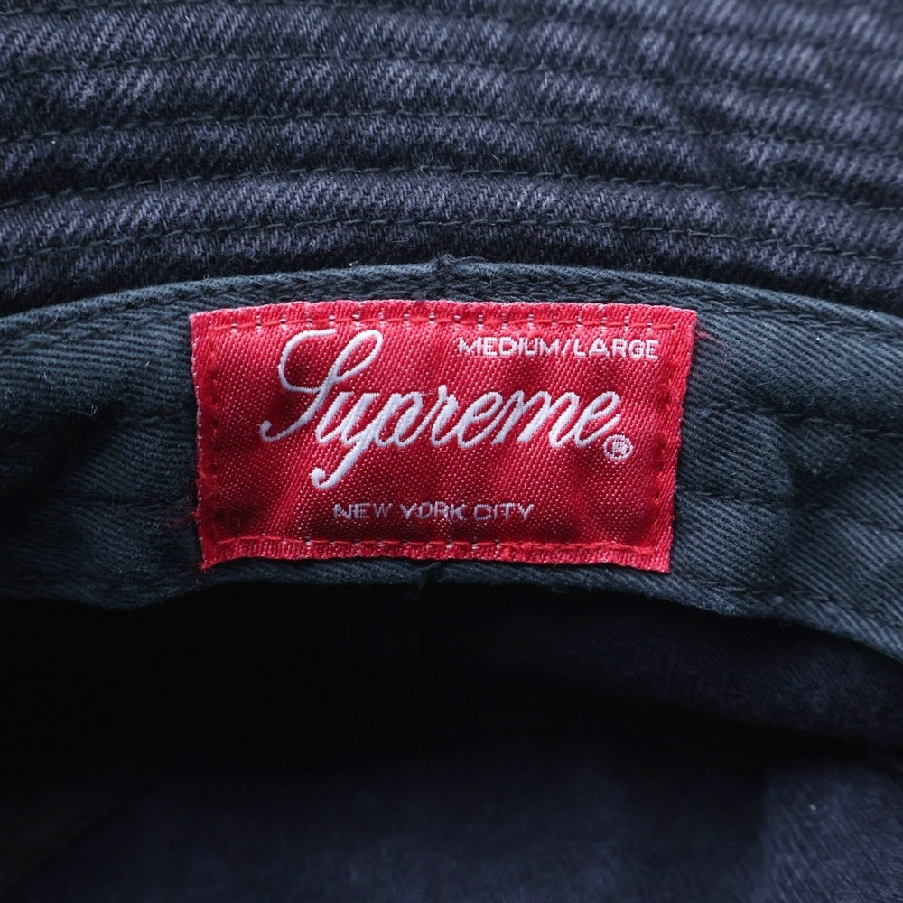 SUPREME(シュプリーム) 25SS Denim Crusher Washed Indigo ロゴ刺繍 デニム クラッシャー バケットハット 帽子 ブラック