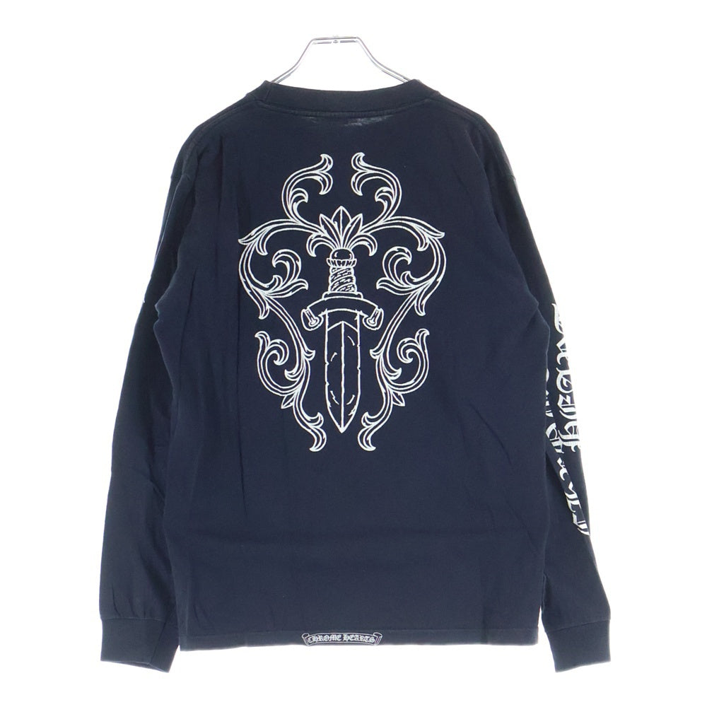CHROME HEARTS(クロムハーツ) OLD ×Max field Dagger L/S TEE マックス フィールド ダガー プリント クルーネック 長袖Tシャツカットソー ネイビー