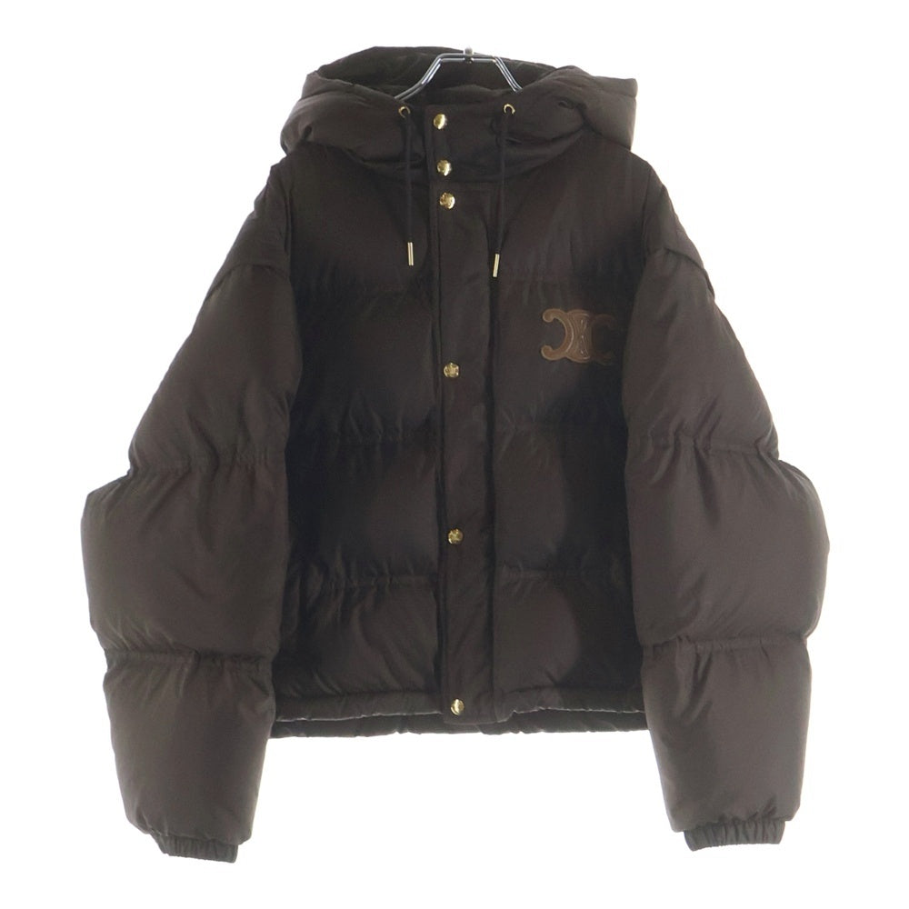 CELINE(セリーヌ) 23AW レザートリオンフ ジップアップ クロップド ナイロン ダウンジャケット ブラウン 2W66190.V19CO レディース