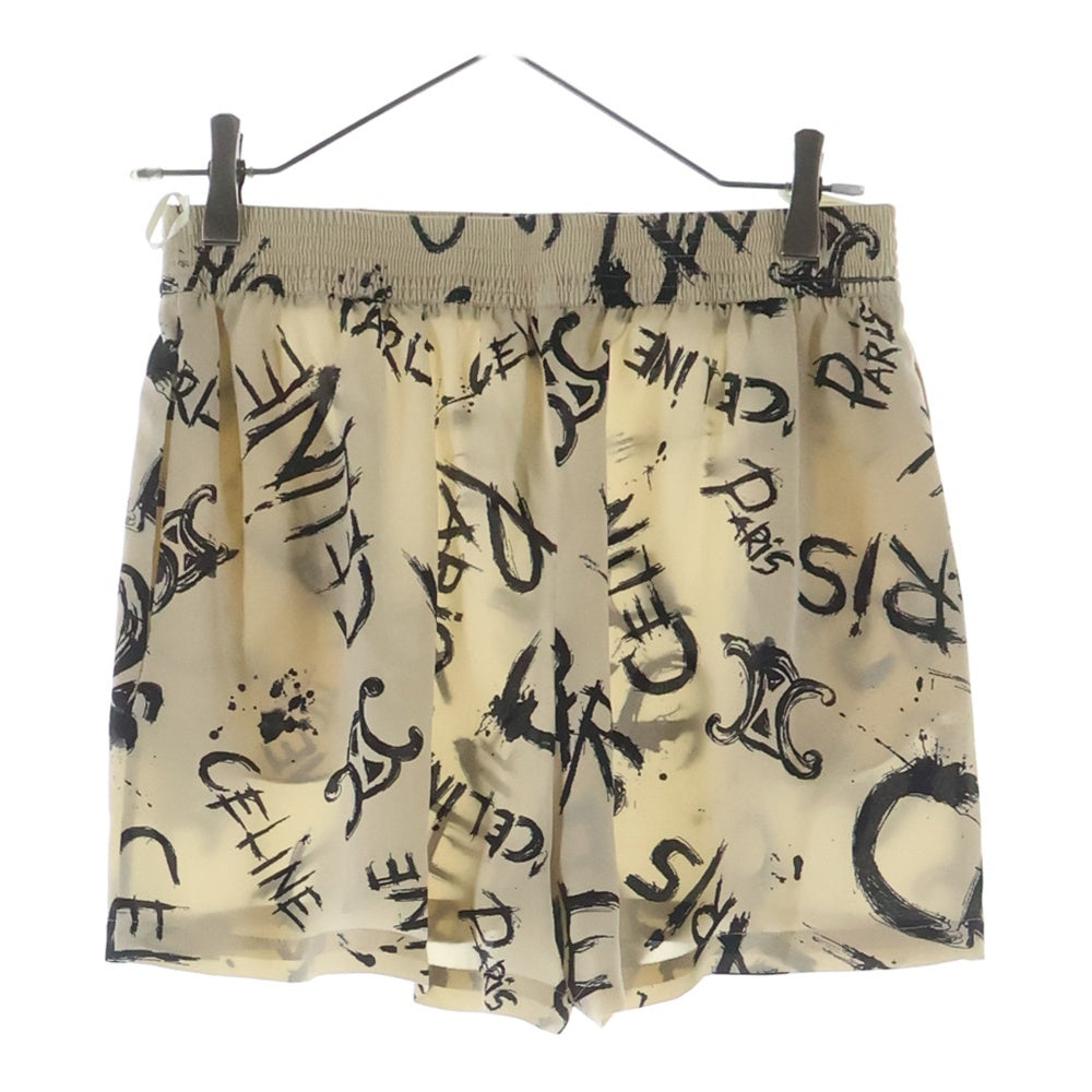 CELINE(セリーヌ) トリオンフ ロゴ 総柄 シルク ショートパンツ ハーフパンツ ショーツ ベージュ レディース 2P711731R
