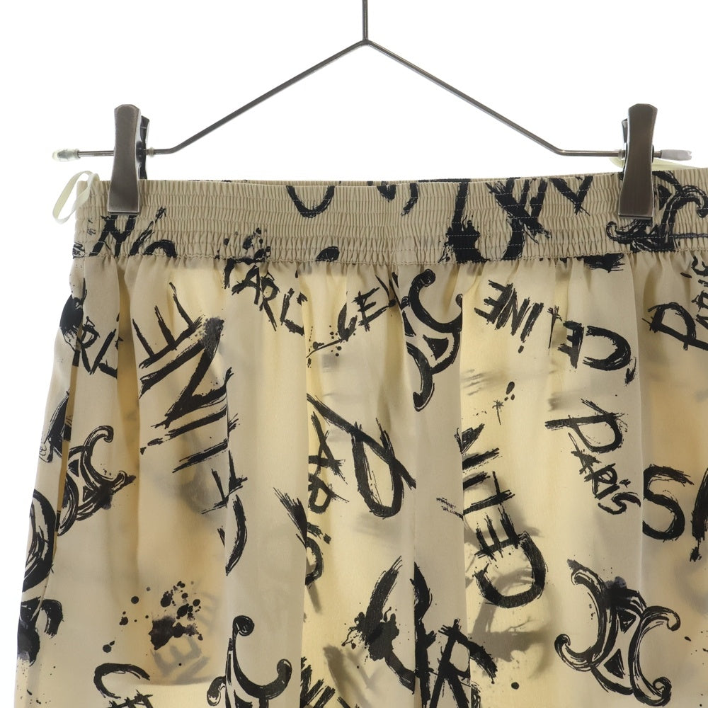CELINE(セリーヌ) トリオンフ ロゴ 総柄 シルク ショートパンツ ハーフパンツ ショーツ ベージュ レディース 2P711731R