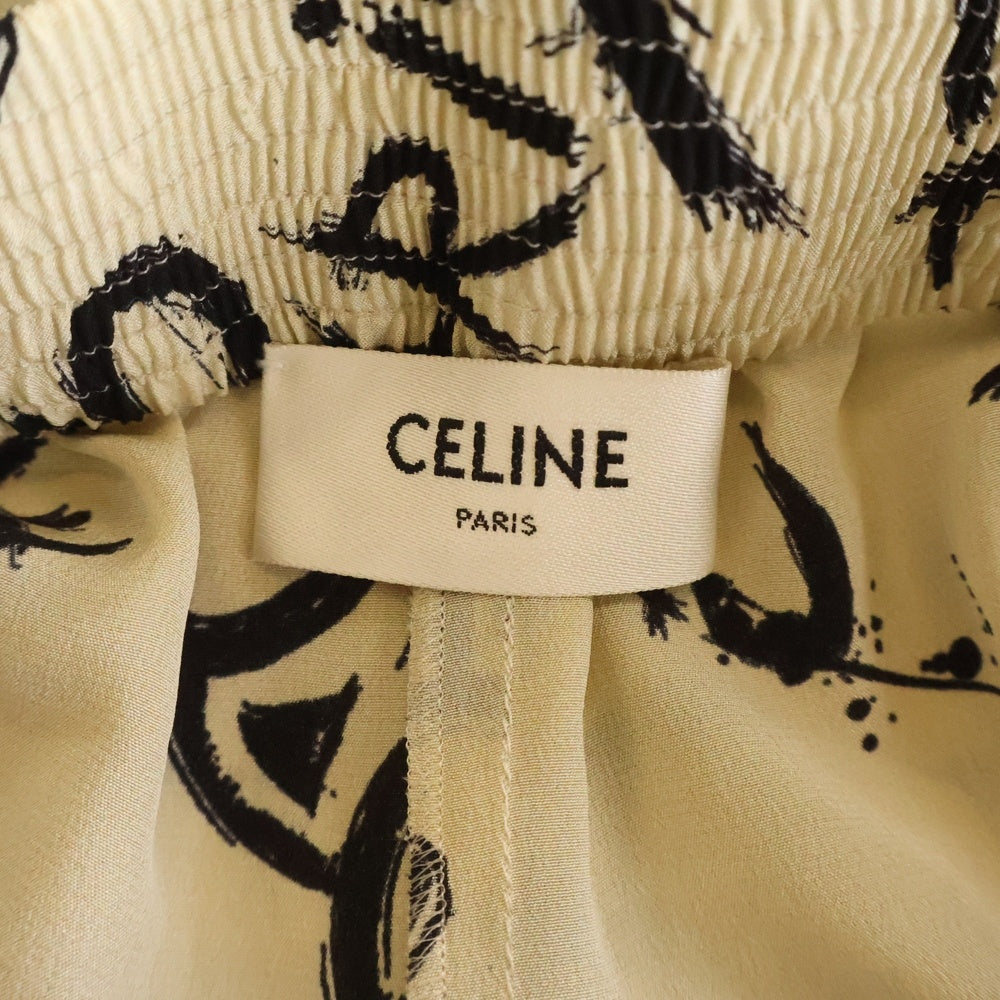 CELINE(セリーヌ) トリオンフ ロゴ 総柄 シルク ショートパンツ ハーフパンツ ショーツ ベージュ レディース 2P711731R