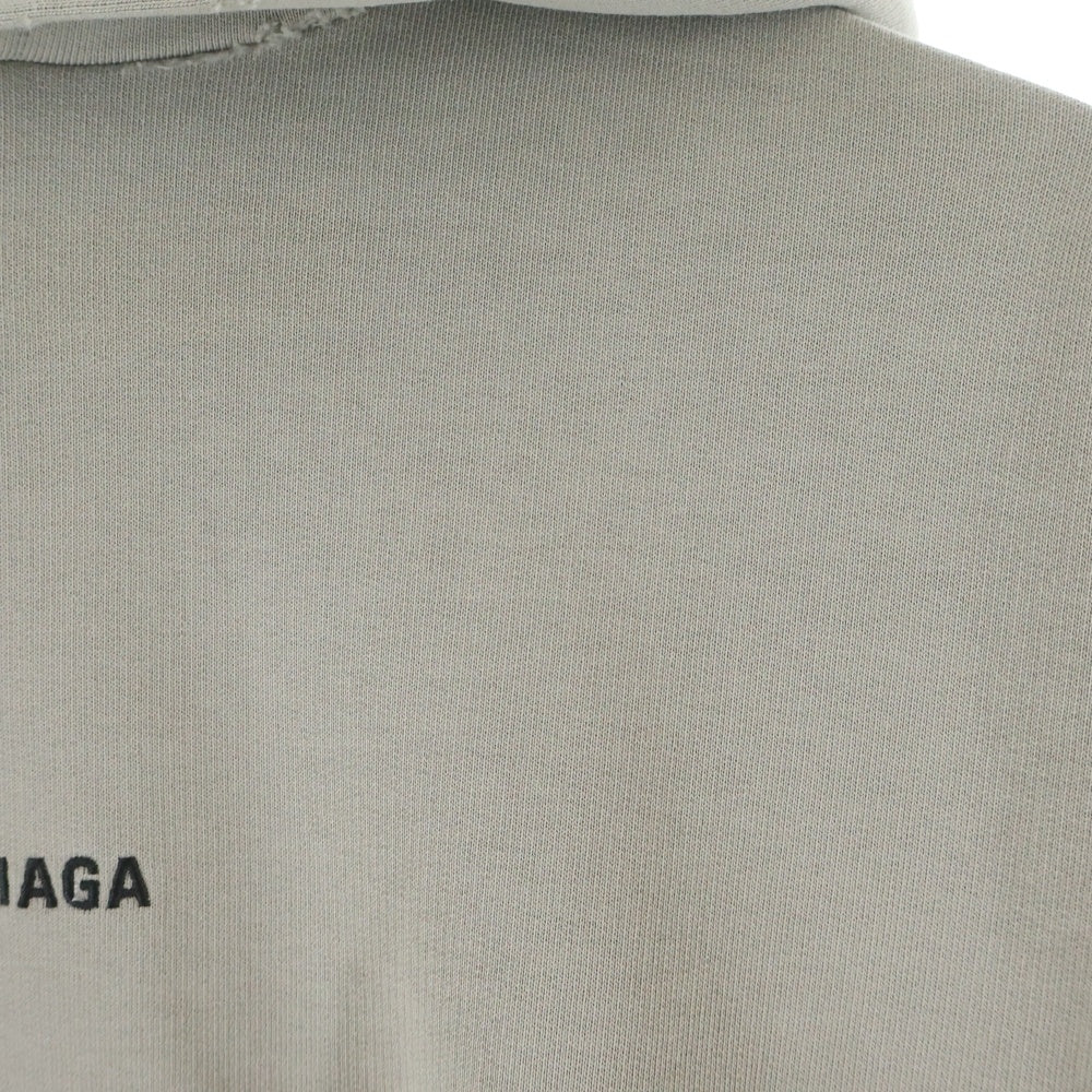 BALENCIAGA(バレンシアガ) ロゴ刺繍 ダメージ加工 スウェット プルオーバーパーカー グレージュ 578135 TOVJ9