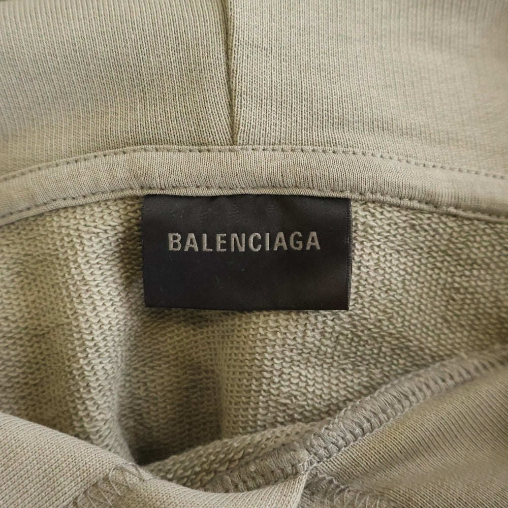 BALENCIAGA(バレンシアガ) ロゴ刺繍 ダメージ加工 スウェット プルオーバーパーカー グレージュ 578135 TOVJ9