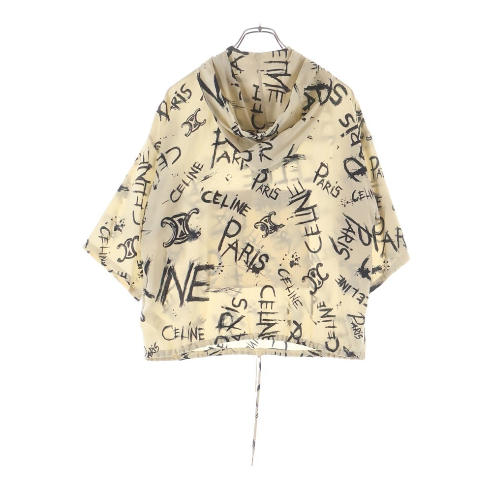 CELINE(セリーヌ) トリオンフ ロゴ 総柄 シルク フーディ プルオーバー 5分丈 長袖シャツ ベージュ レディース 2B636731R