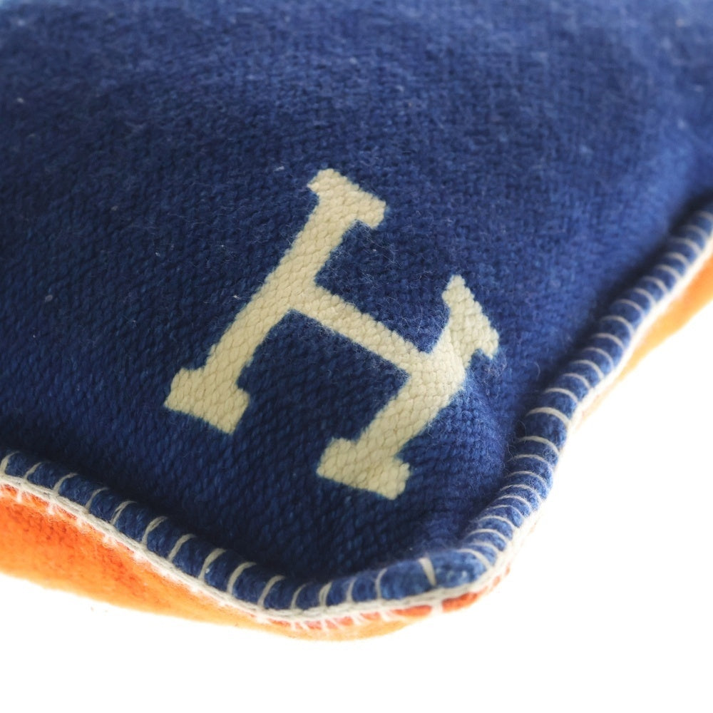 HERMES(エルメス) Hピタゴラス カシミヤ クッション オレンジ/ブルー/イエロー レディース